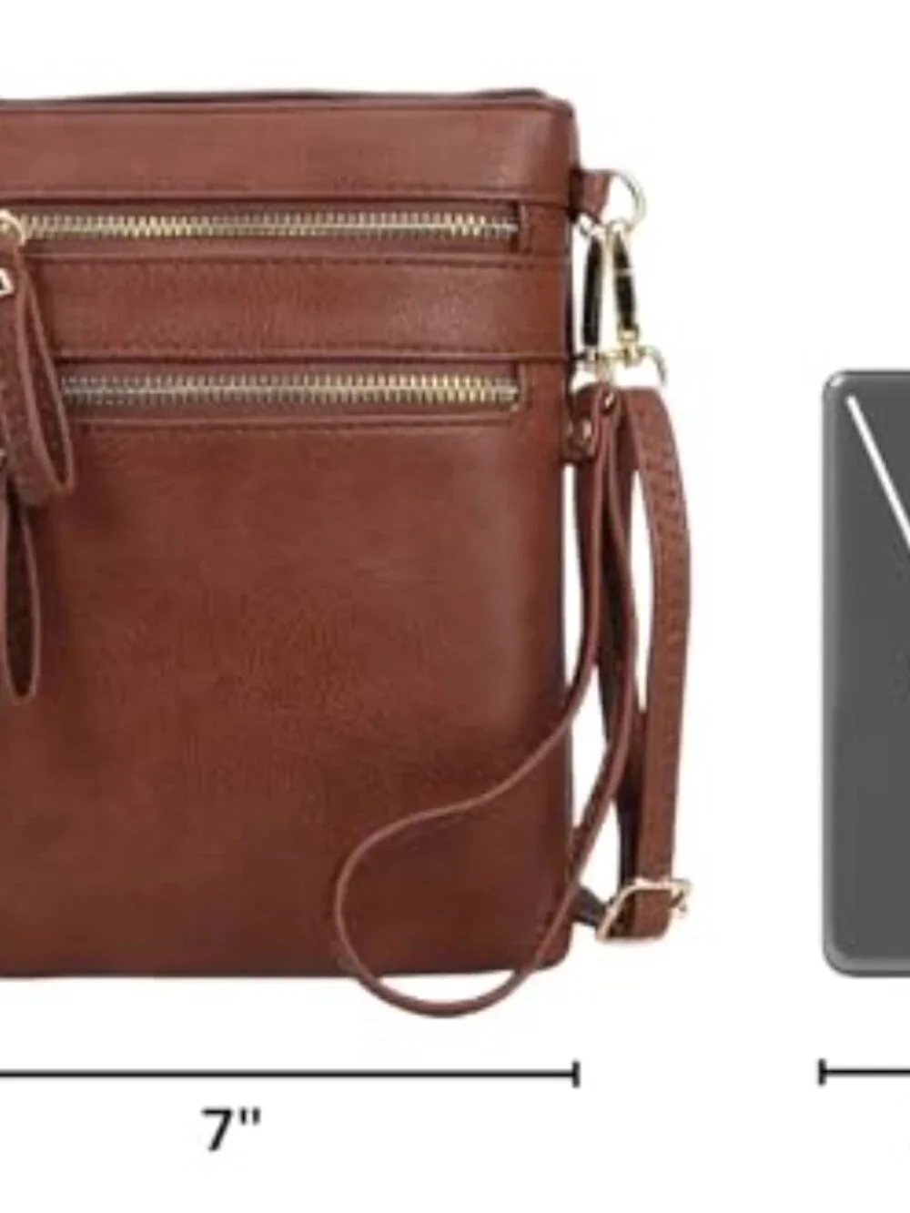 Small Crossbody Bag with Multi Zip Pockets, Detachable Wristlet, Lightweight